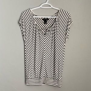 WHITE HOUSE BLACK MARKET Striped V-Neck Blouse